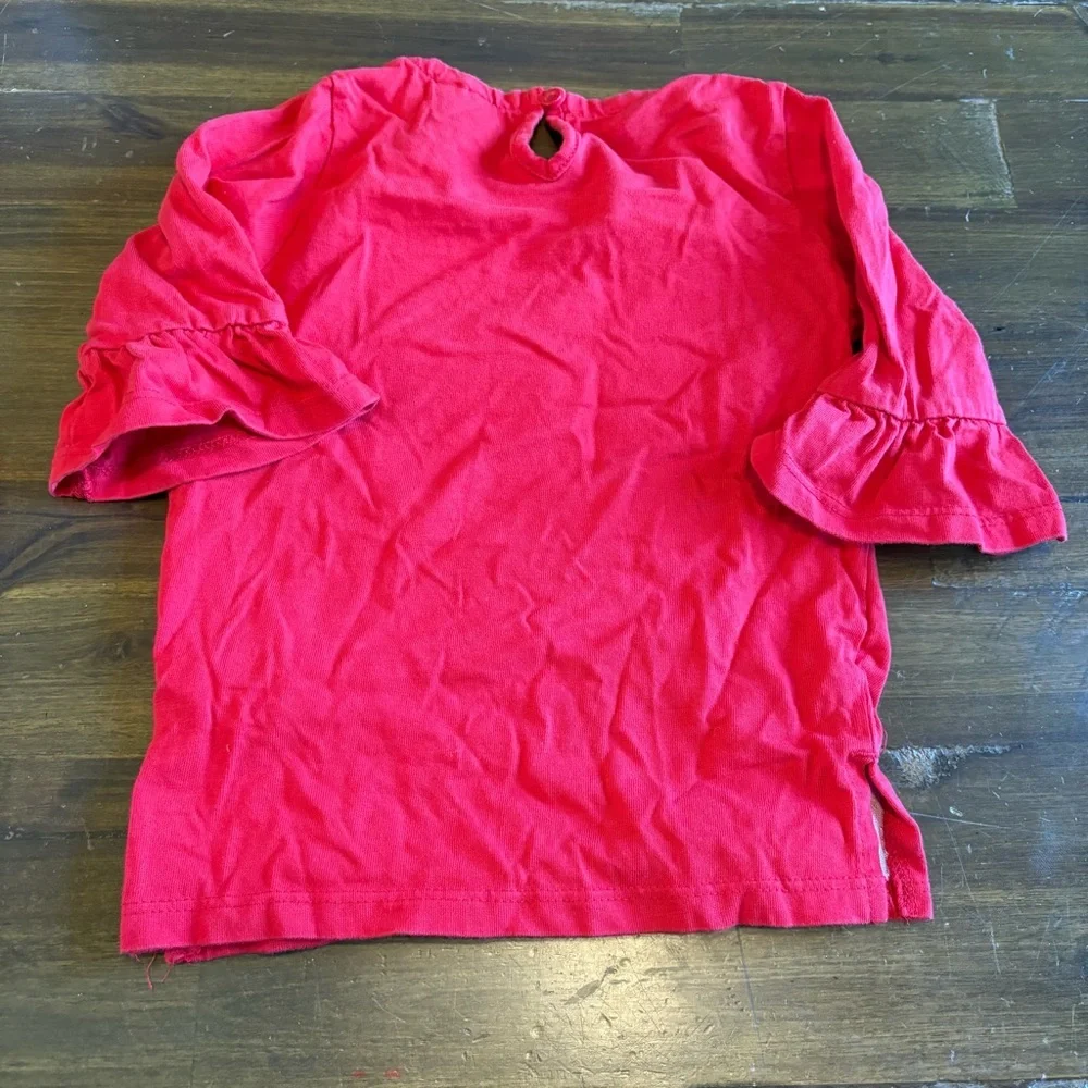 Jasper Conran Red Sequin Bow Top Ruffle Sleeves Holiday Cute Toddler 3-4